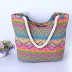 Sac de plage adolescente en toile à motifs aztèques, zippé