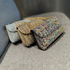 Sac de soirée femme à strass, chaîne en métal, cinq coloris