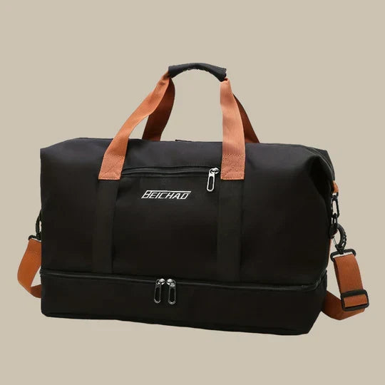 Sac de sport homme 35 à 45 L, compartiment à chaussures, noir