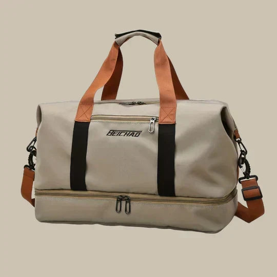 Sac de sport homme 35 à 45 L, compartiment à chaussures, kaki