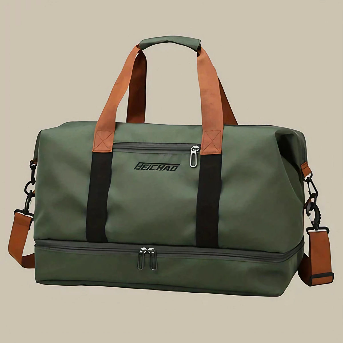 Sac de sport homme 35 à 45 L, compartiment à chaussures, vert