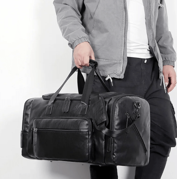 Sac de sport homme en similicuir végan, 55 cm
