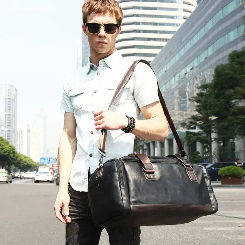 Sac de sport homme en similicuir végan, 55 cm