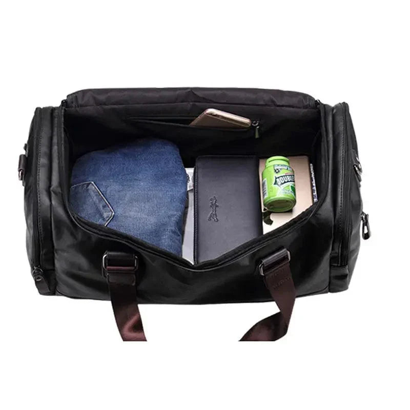 Sac de sport homme en similicuir végan, 55 cm