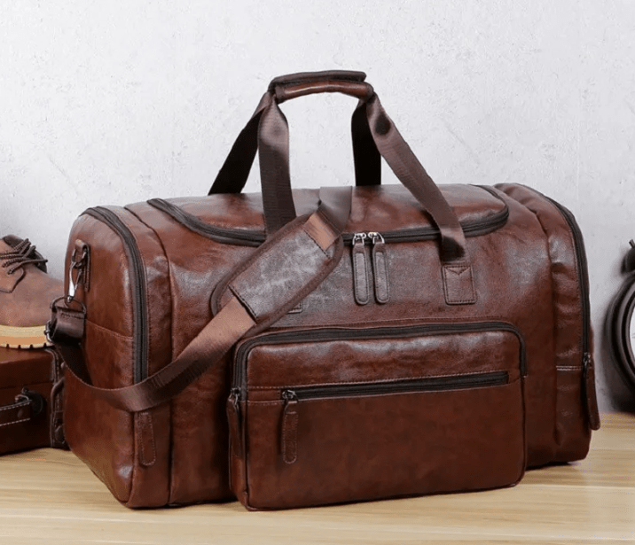 Sac de sport homme en similicuir végan, 55 cm
