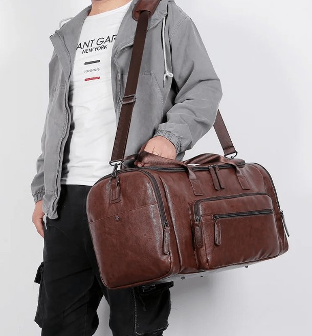 Sac de sport homme en similicuir végan, 55 cm