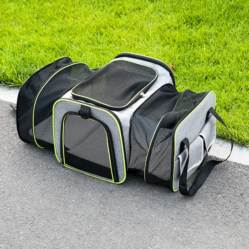 Sac de transport extensible pour chat ou petit chien, pliable, gris clair