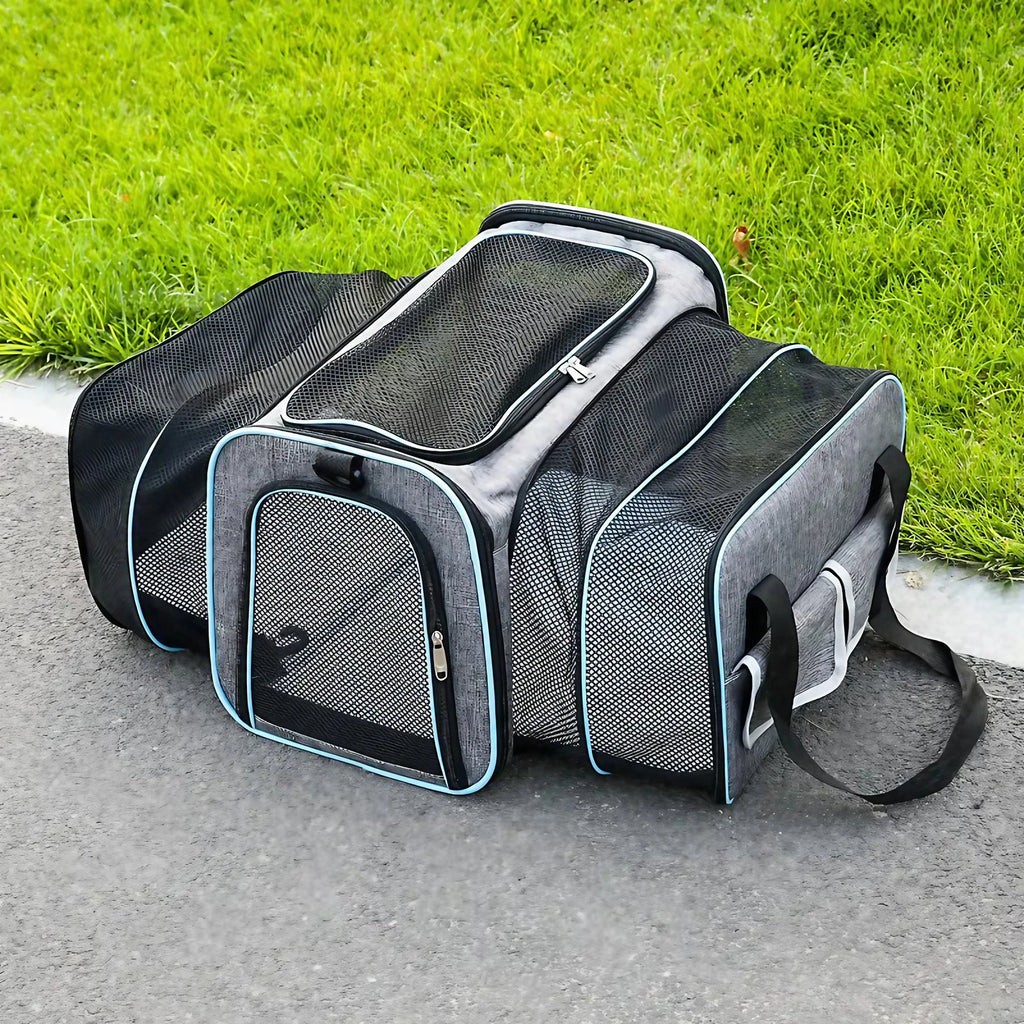 Sac de transport extensible pour chat ou petit chien, pliable, gris
