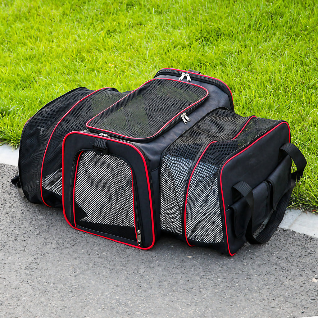 Sac de transport extensible pour chat ou petit chien, pliable, noir