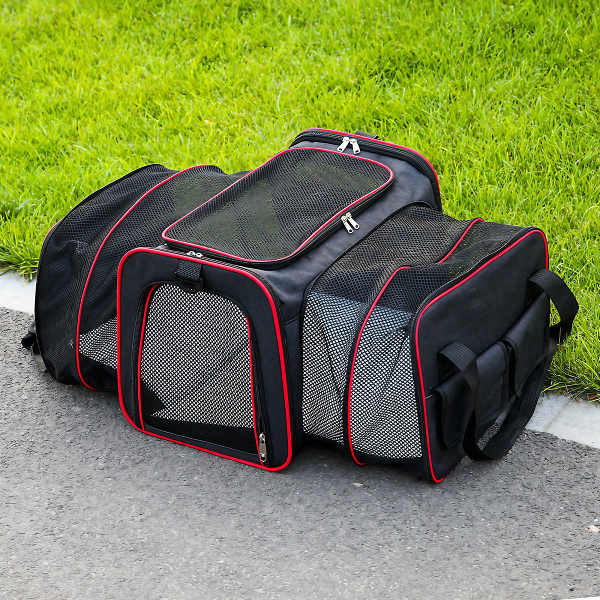 Sac de transport extensible pour chat ou petit chien, pliable, noir