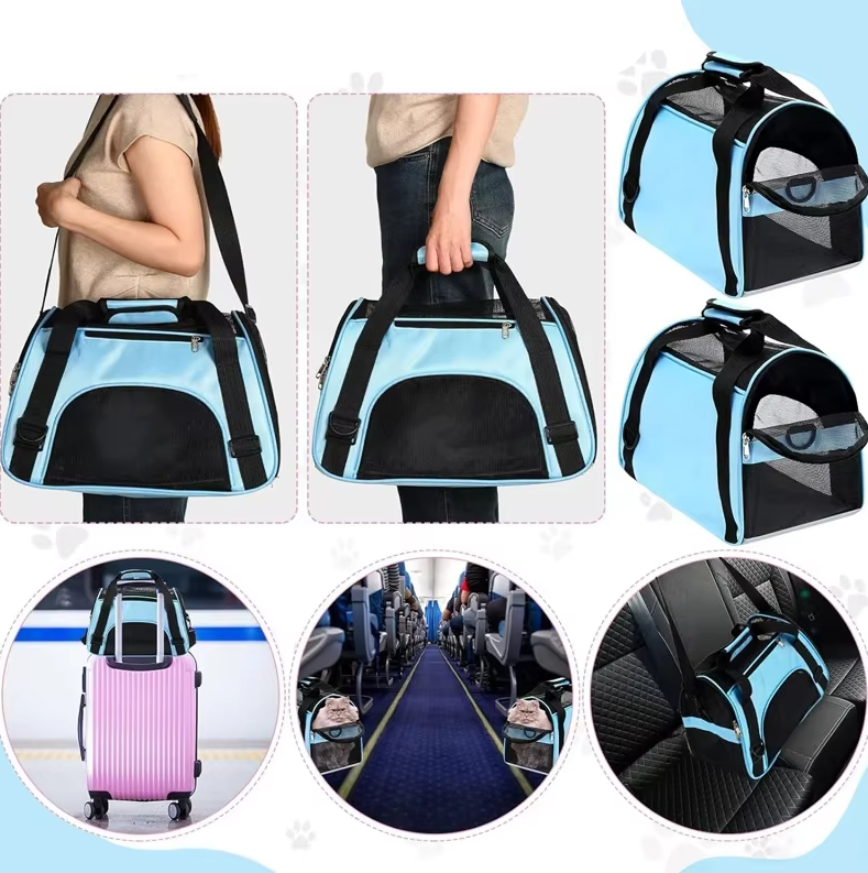 Sac de transport chien et chat pliable et aéré, trois tailles, vert