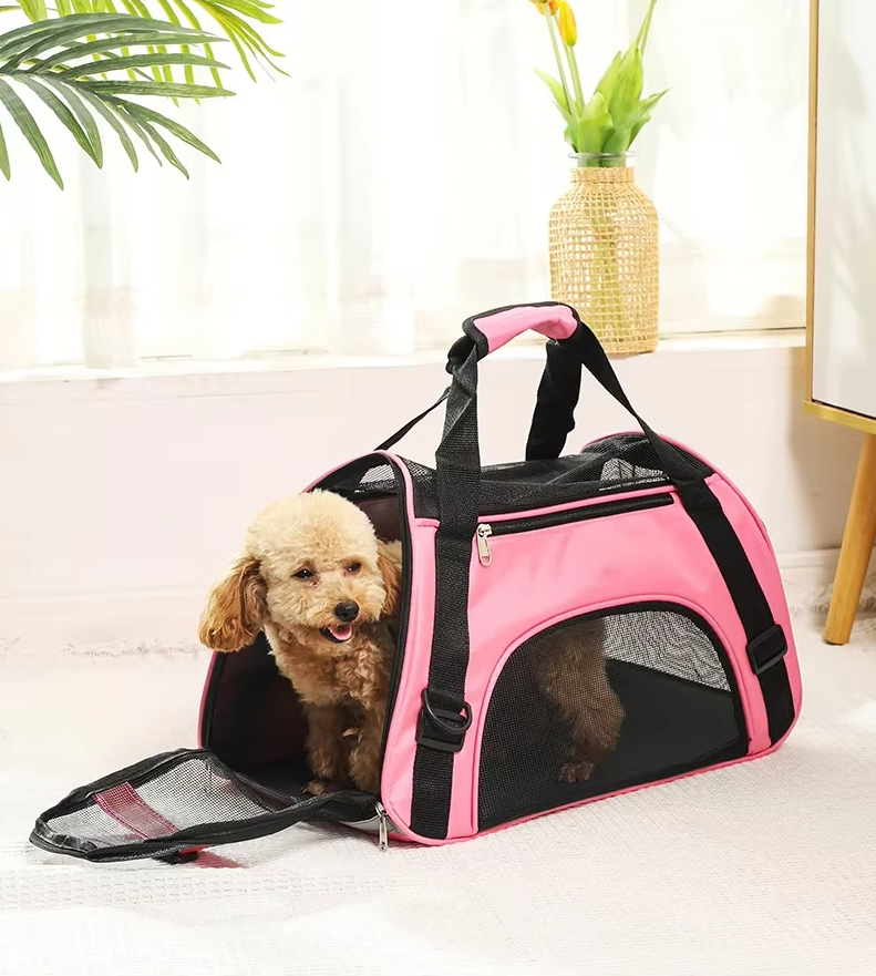 Sac de transport chien et chat pliable et aéré, trois tailles, rouge