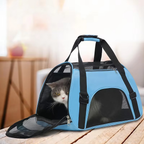 Sac de transport chien et chat pliable et aéré, trois tailles, bleu