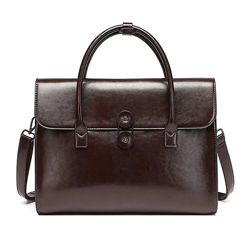 Sac de travail femme en cuir, ordinateur 14 pouces, aimanté, chocolat