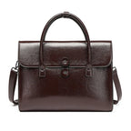 Sac de travail femme en cuir, ordinateur 14 pouces, aimanté, chocolat