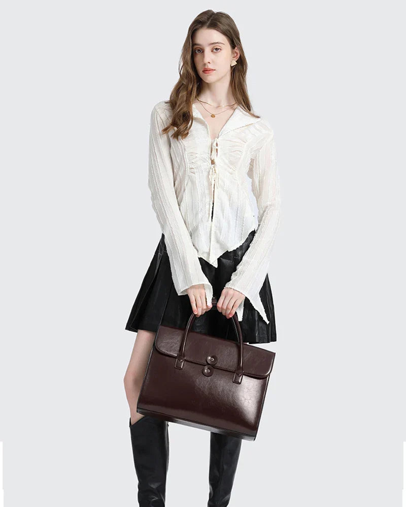 Sac de travail femme en cuir, ordinateur 14 pouces, aimanté