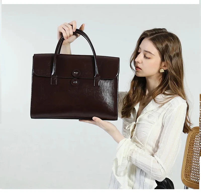 Sac de travail femme en cuir, ordinateur 14 pouces, aimanté