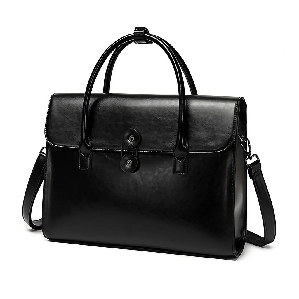 Sac de travail femme en cuir, ordinateur 14 pouces, aimanté, noir