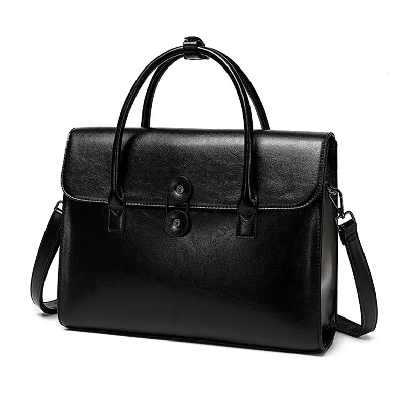 Sac de travail femme en cuir, ordinateur 14 pouces, aimanté, noir