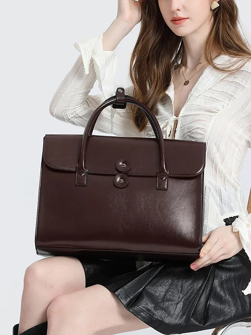 Sac de travail femme en cuir, ordinateur 14 pouces, aimanté