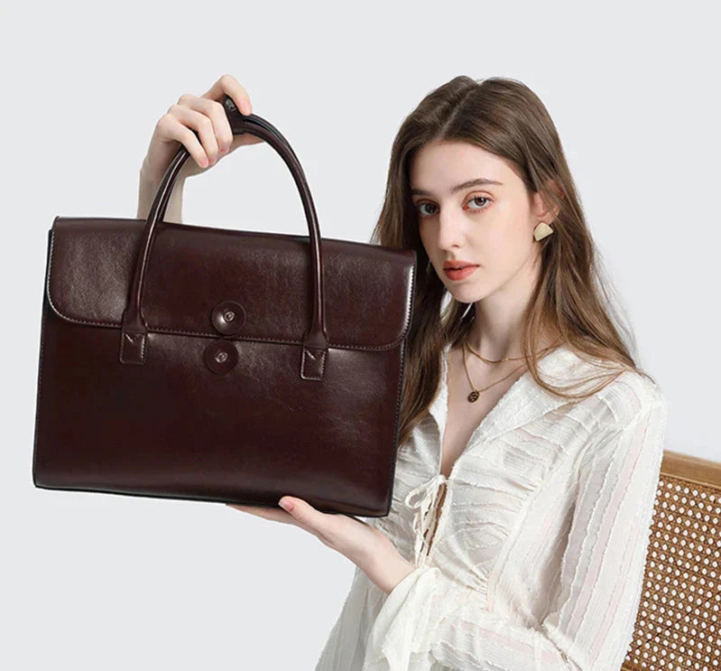 Sac de travail femme en cuir, ordinateur 14 pouces, aimanté
