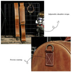 Sac de voyage homme en cuir marron, 50 x 24 x 26 cm