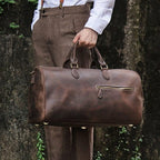 Sac de voyage homme en cuir marron, 50 x 24 x 26 cm