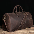Sac de voyage homme en cuir marron, 50 x 24 x 26 cm