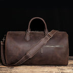 Sac de voyage homme en cuir marron, 50 x 24 x 26 cm