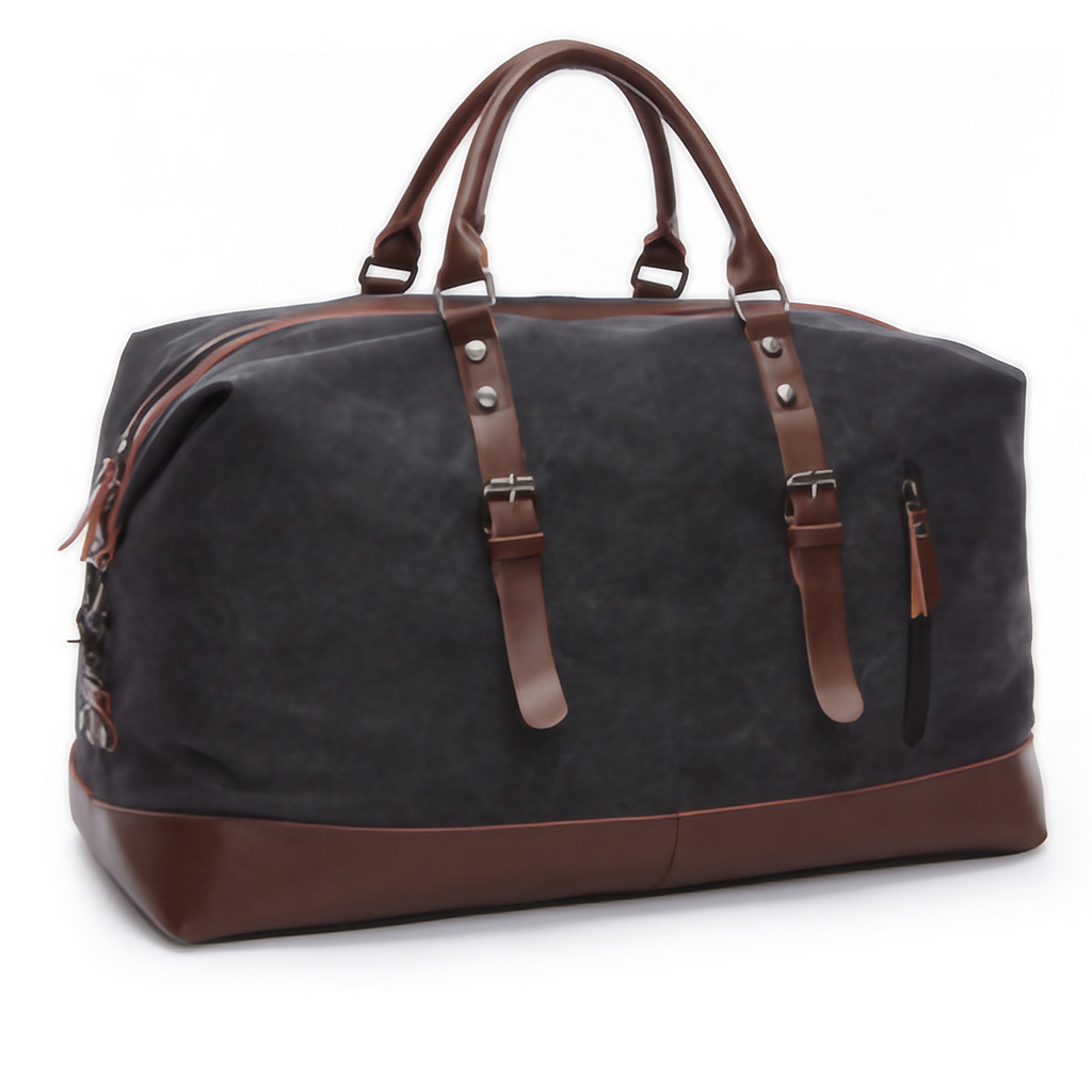 Sac de voyage femme à bandoulière réglable, poches de rangement, noir