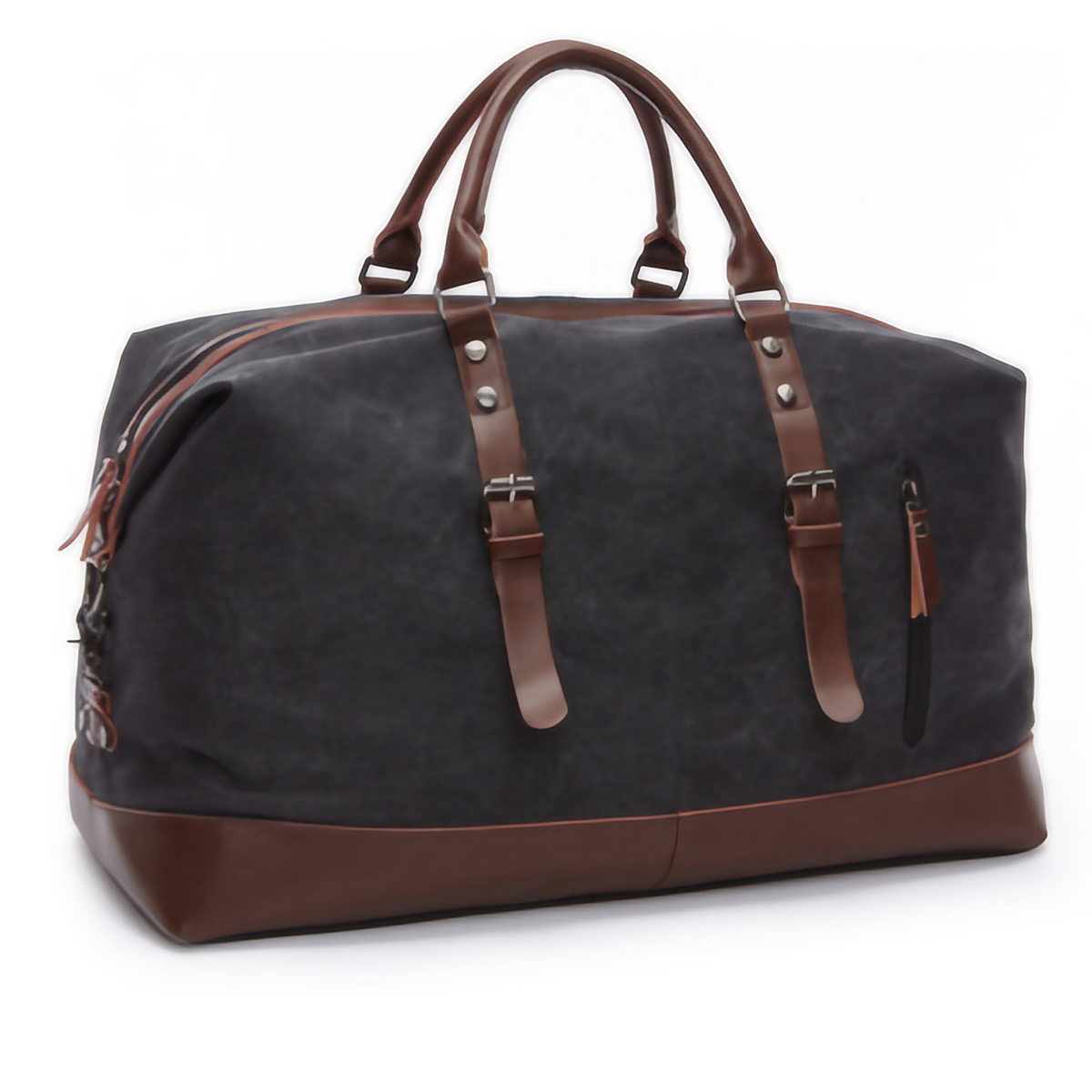 Sac de voyage femme à bandoulière réglable, poches de rangement, noir