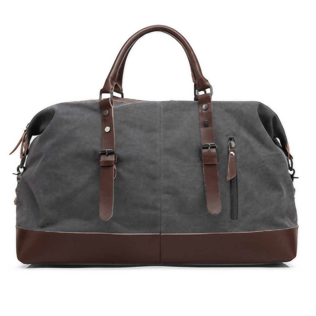 Sac de voyage femme à bandoulière réglable, poches de rangement, gris