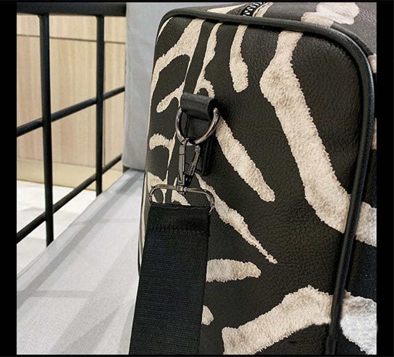 Sac de voyage femme imprimé zèbre en similicuir, 0,9 kg