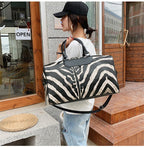 Sac de voyage femme imprimé zèbre en similicuir, 0,9 kg