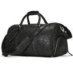 Sac de voyage femme en cuir gravé de fleurs, 50 x 26 x 27 cm, noir