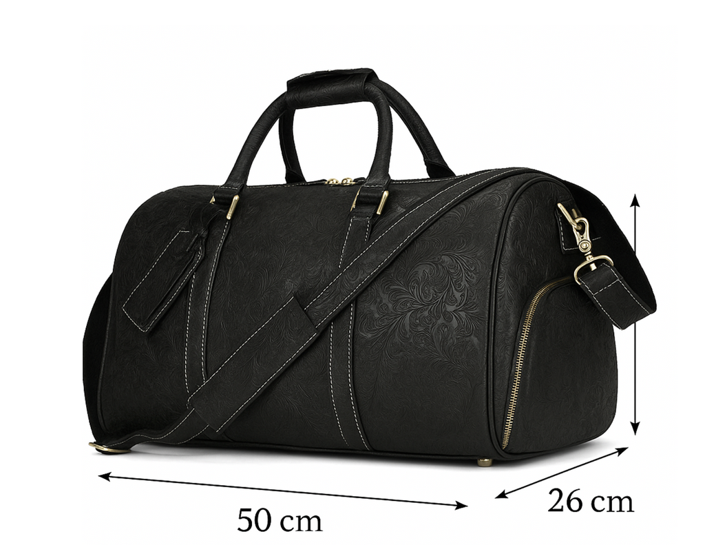 Sac de voyage femme en cuir gravé de fleurs, 50 x 26 x 27 cm