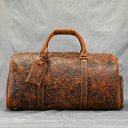 Sac de voyage femme en cuir gravé de fleurs, 50 x 26 x 27 cm
