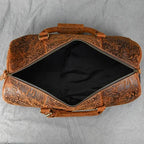 Sac de voyage femme en cuir gravé de fleurs, 50 x 26 x 27 cm