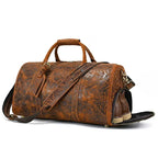 Sac de voyage femme en cuir gravé de fleurs, 50 x 26 x 27 cm