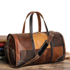 Sac de voyage femme en patchwork, tons bruns, 50 x 25 x 30 cm