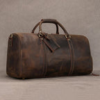 Sac de voyage homme en cuir 55 cm, compartiment à chaussures