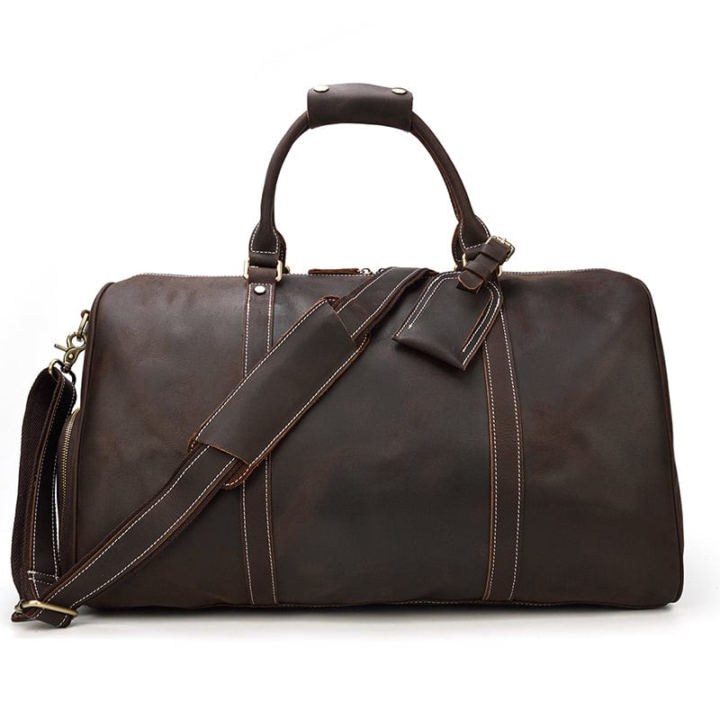 Sac de voyage homme en cuir 55 cm, compartiment à chaussures