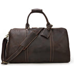 Sac de voyage homme en cuir 55 cm, compartiment à chaussures