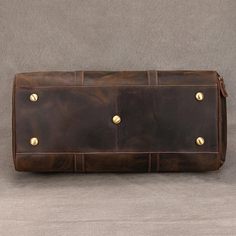 Sac de voyage homme en cuir 55 cm, compartiment à chaussures