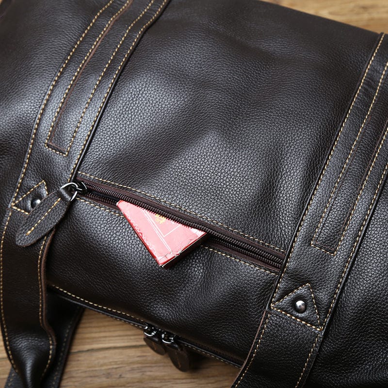 Sac de voyage homme en cuir, 45 x 17 x 28 cm, zippé
