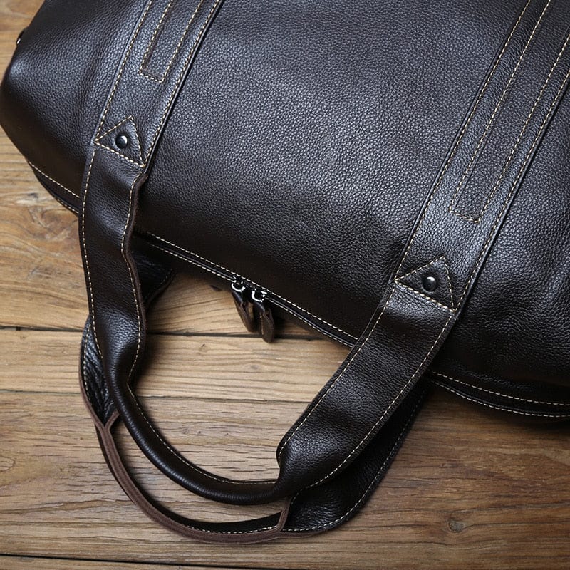 Sac de voyage homme en cuir, 45 x 17 x 28 cm, zippé