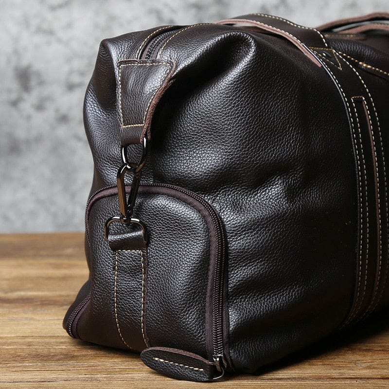 Sac de voyage homme en cuir, 45 x 17 x 28 cm, zippé