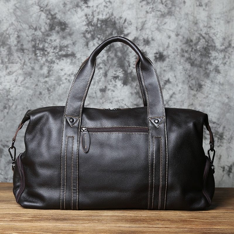 Sac de voyage homme en cuir, 45 x 17 x 28 cm, zippé