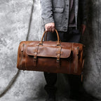 Sac de voyage homme en cuir, 52 ou 58 cm, marron ou café