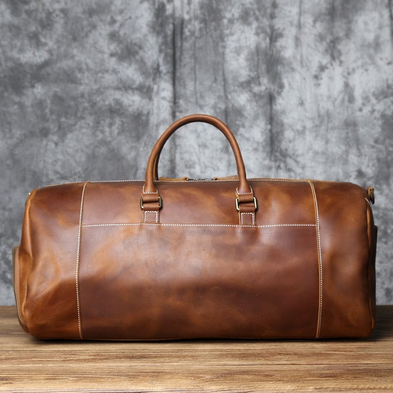 Sac de voyage homme en cuir, 52 ou 58 cm, marron ou café